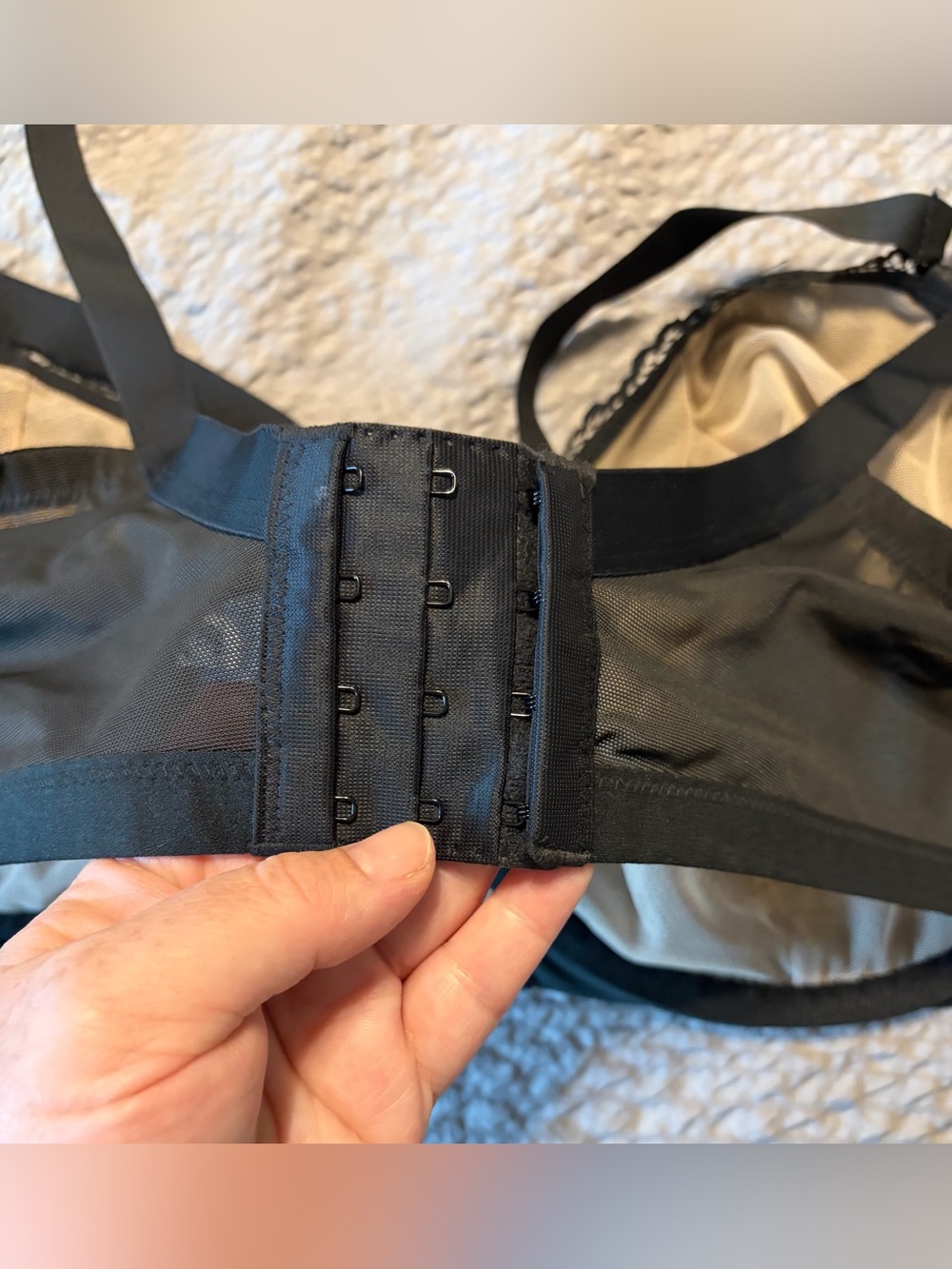 Cacique Lane Bryant Bra 50DDD Fishnet Lace Unlined Balconette Underwire Black - Picture 5 of 10